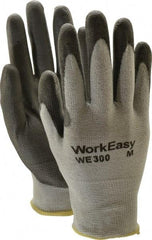 Honeywell - Size M (8), ANSI Cut Lvl 3, Abrasion Lvl 5, Polyurethane Coated Cut Resistant Gloves - 9.5" Long, Palm & Fingers Coated, HPPE Lining, Knit Wrist, Light Gray/Gray, Paired - Exact Tool & Supply