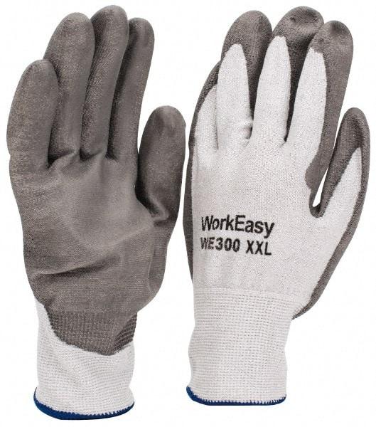 Honeywell - Size 2XL (11), ANSI Cut Lvl 3, Abrasion Lvl 5, Polyurethane Coated Cut Resistant Gloves - 9.5" Long, Palm & Fingers Coated, HPPE Lining, Knit Wrist, Light Gray/Gray, Paired - Exact Tool & Supply
