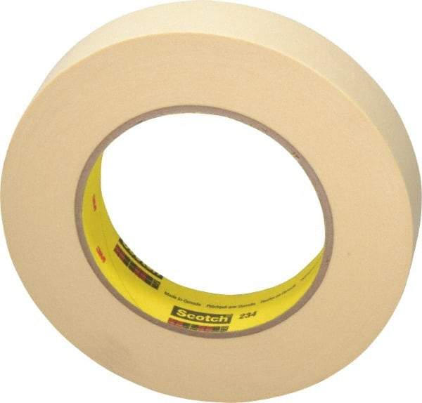 3M - 1" Wide x 60 Yd Long Tan Paper Masking Tape - Series 234, 5.9 mil Thick, 27 In/Lb Tensile Strength - Exact Tool & Supply