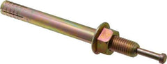 Wej-It - 3/4" Diam, 3/4" Drill, 7-1/2" OAL, 1-3/4" Min Embedment Hammer Drive Concrete Anchor - 1018 Iron (Pin)/Steel (Body), Zinc Yellow Dichromate Finish, Hex Nut Head, Hex Drive - Exact Tool & Supply