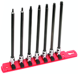 7 Piece - T10; T15; T20; T25; T27; T30; T40 - 6" OAL - 1/4" Drive Torx Bit Socket Set - Exact Tool & Supply