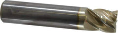 Accupro - 1", 1-1/4" LOC, 1" Shank Diam, 5" OAL, 5 Flute, Solid Carbide Square End Mill - Single End, ZrN Finish, Spiral Flute, 37° Helix, Centercutting, Right Hand Cut, Right Hand Flute - Exact Tool & Supply