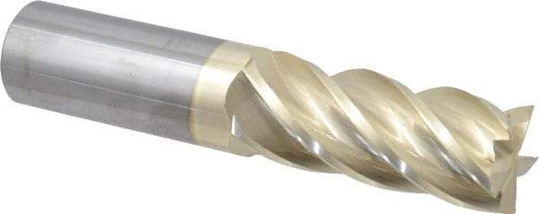 Accupro - 1", 2-1/2" LOC, 1" Shank Diam, 5" OAL, 5 Flute, Solid Carbide Square End Mill - Single End, ZrN Finish, Spiral Flute, 37° Helix, Centercutting, Right Hand Cut, Right Hand Flute - Exact Tool & Supply