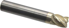 Accupro - 1/2", 5/8" LOC, 1/2" Shank Diam, 3" OAL, 5 Flute, Solid Carbide Square End Mill - Single End, ZrN Finish, Spiral Flute, 37° Helix, Centercutting, Right Hand Cut, Right Hand Flute - Exact Tool & Supply