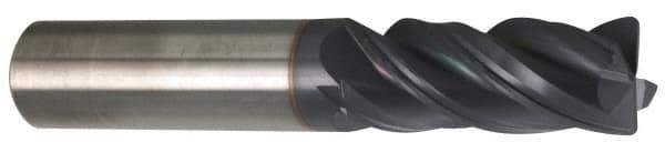Accupro - 1/2", 5/8" LOC, 1/2" Shank Diam, 3" OAL, 4 Flute, Solid Carbide Square End Mill - Single End, AlTiN Finish, Spiral Flute, 37° Helix, Centercutting, Right Hand Cut, Right Hand Flute - Exact Tool & Supply