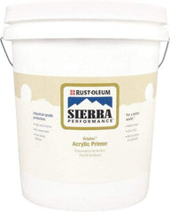 Rust-Oleum - 5 Gal White Water-Based Acrylic Enamel Primer - 180 to 545 Sq Ft Coverage, 0 gL Content, Quick Drying, Interior/Exterior - Exact Tool & Supply
