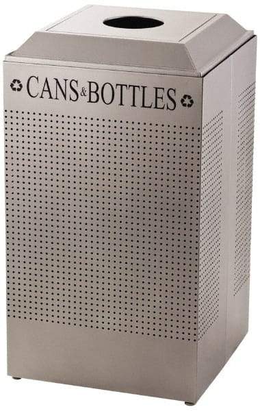 Rubbermaid - 29 Gal Silver Square Recycling Container - Steel, 32-3/8" High x 18-1/2" Long x 18-1/2" Wide - Exact Tool & Supply