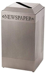 Rubbermaid - 29 Gal Silver Square Recycling Container - Steel, 32-3/8" High x 18-1/2" Long x 18-1/2" Wide - Exact Tool & Supply