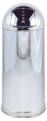 Rubbermaid - 15 Qt Round Trash Can - 36 Inch High, 15 Inch Diameter, Chrome, Steel, Dome Top Style, Includes Lid - Exact Tool & Supply