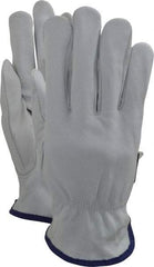 MCR Safety - Size XL (10) Grain Goatskin General Protection Work Gloves - For Work & Driver, Uncoated, Slip-On Cuff, Full Fingered, White, Paired - Exact Tool & Supply