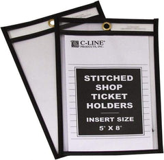 C-LINE - 25 Piece Clear Stitched Shop Ticket Holder - 8" High x 5" Wide - Exact Tool & Supply
