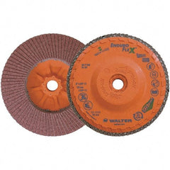 WALTER Surface Technologies - 60 Grit, 5" Disc Diam, 5/8-11 Center Hole, Zirconia Alumina Flap Disc - 8,600 Max RPM, Plastic Backing, Arbor Attaching System, Coated - Exact Tool & Supply