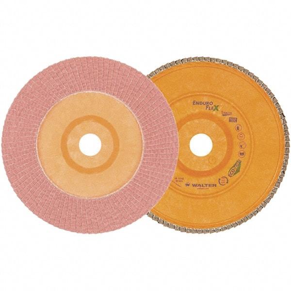 WALTER Surface Technologies - 80 Grit, 7" Disc Diam, 7/8" Center Hole, Zirconia Alumina Flap Disc - 8,600 Max RPM, Plastic Backing, Arbor Attaching System, Coated - Exact Tool & Supply