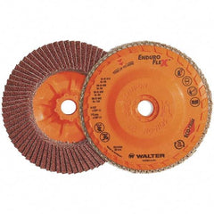 WALTER Surface Technologies - 80 Grit, 7" Disc Diam, 7/8" Center Hole, Zirconia Alumina Flap Disc - 8,600 Max RPM, Plastic Backing, Arbor Attaching System, Coated - Exact Tool & Supply