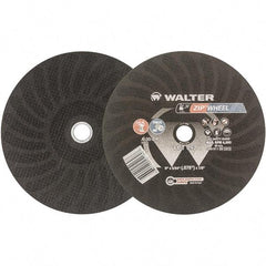 WALTER Surface Technologies - 9" 30 Grit Aluminum Oxide Cutoff Wheel - 5/64" Thick, 7/8" Arbor, 6,800 Max RPM, Use with Angle Grinders - Exact Tool & Supply