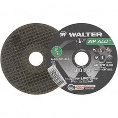 WALTER Surface Technologies - 4-1/2" 60 Grit Aluminum Oxide Cutoff Wheel - 3/64" Thick, 7/8" Arbor, 13,300 Max RPM, Use with Angle Grinders - Exact Tool & Supply