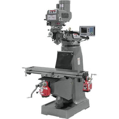 Jet - 9" Table Width x 49" Table Length, Variable Speed Pulley Control, 3 Phase Knee Milling Machine - R8 Spindle Taper, 3 hp - Exact Tool & Supply