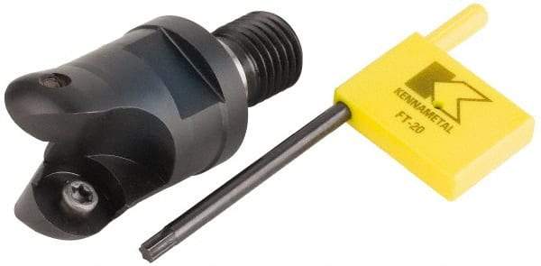 Kennametal - 31.75mm Cutting Diam, 1-1/4" Max Depth of Cut, Modular Connection Indexable Copy End Mill - 2 Inserts, RDHX 1604M0S Insert, KDM Toolholder - Exact Tool & Supply
