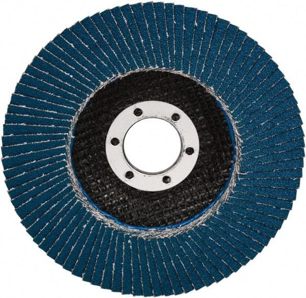 3M - 40 Grit, 4-1/2" Disc Diam, 7/8" Center Hole, Type 29 Zirconia Alumina Flap Disc - 13,300 Max RPM, Cloth Backing, Arbor Attaching System, Coated - Exact Tool & Supply