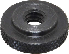Gibraltar - 1/4-20" UNC Thread, Black Oxide Finish, Steel Round Knurled Check Nut - 7/32" Overall Height, 3/4" Head Diam, 1/2" Base Diam - Exact Tool & Supply