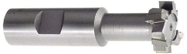 Interstate - 25/32" Cut Diam, 21/64" Cut Width, 13/32" Neck Diam, 3/4" Shank Diam, 3-1/4" OAL, M42 Cobalt T-Slot Cutter - Uncoated, 3/8" Bolt, Straight Teeth, 8 Teeth - Exact Tool & Supply