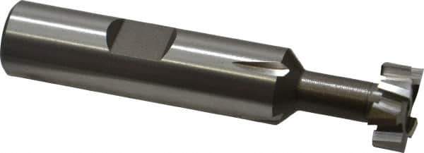 Interstate - 9/16" Cut Diam, 15/64" Cut Width, 17/64" Neck Diam, 1/2" Shank Diam, 2-19/32" OAL, M42 Cobalt T-Slot Cutter - Uncoated, 1/4" Bolt, Straight Teeth, 8 Teeth - Exact Tool & Supply