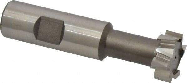 Interstate - 31/32" Cut Diam, 25/64" Cut Width, 17/32" Neck Diam, 3/4" Shank Diam, 3-7/16" OAL, M42 Cobalt T-Slot Cutter - Uncoated, 1/2" Bolt, Straight Teeth, 10 Teeth - Exact Tool & Supply