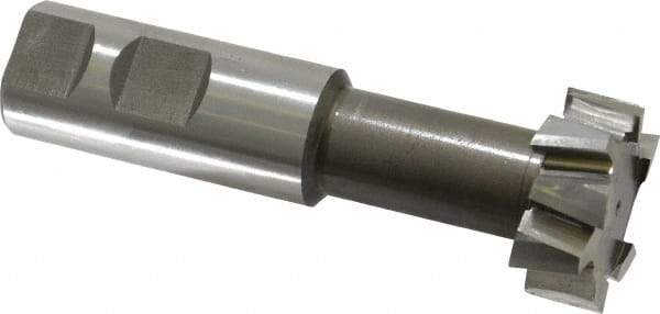 Interstate - 1-15/32" Cut Diam, 5/8" Cut Width, 25/32" Neck Diam, 1" Shank Diam, 4-7/16" OAL, M42 Cobalt T-Slot Cutter - Uncoated, 3/4" Bolt, Straight Teeth, 10 Teeth - Exact Tool & Supply