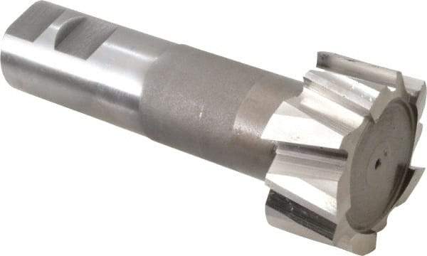 Interstate - 2-7/32" Cut Diam, 1-3/32" Cut Width, 1-9/32" Neck Diam, 1-1/4" Shank Diam, 5-3/8" OAL, M42 Cobalt T-Slot Cutter - Uncoated, 1-1/4" Bolt, Straight Teeth, 10 Teeth - Exact Tool & Supply