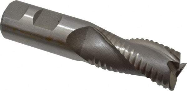 Value Collection - 1" Diam, 2" LOC, 3 Flute Cobalt Roughing & Finishing Square End Mill - Uncoated, 4-1/2" OAL, 1" Shank Diam, Weldon Shank, 30° Helix, Non-Centercutting - Exact Tool & Supply