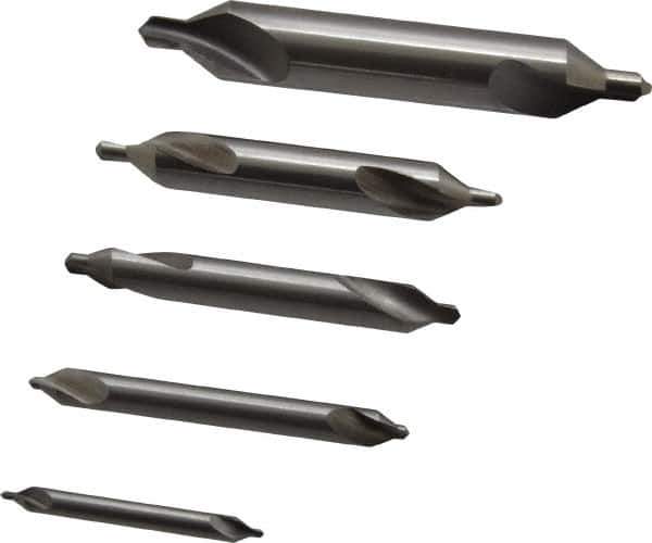 Hertel - 5 Piece, #1 to 5, Plain Edge, High Speed Steel Combo Drill & Countersink Set - 60° Incl Angle - Exact Tool & Supply