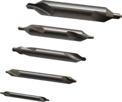 Hertel - 5 Piece, #1 to 5, Plain Edge, High Speed Steel Combo Drill & Countersink Set - 60° Incl Angle - Exact Tool & Supply