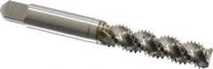 Hertel - M8x1.25 Metric Coarse 3 Flute 6H Bottoming Spiral Flute Tap - High Speed Steel, 2-23/32" OAL, Right Hand Flute, Right Hand Thread, D5 - Exact Tool & Supply