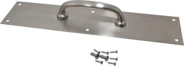National Mfg. - 15" Long x 3-1/2" Wide, Aluminum Door Pull Plate - Aluminum Finish, 6" Grip Length - Exact Tool & Supply