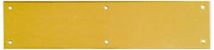 National Mfg. - 3-1/2" Wide x 15" OAL Solid Brass Push Plate - Solid Steel Finish - Exact Tool & Supply