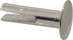 RivetKing - 0.1 to 0.17" Hole Diam, Dome Head, Nickel Plated Steel, Split Rivet - 5/16 Head Diam, 1/2" Length Under Head, 9/64 Body Diam - Exact Tool & Supply