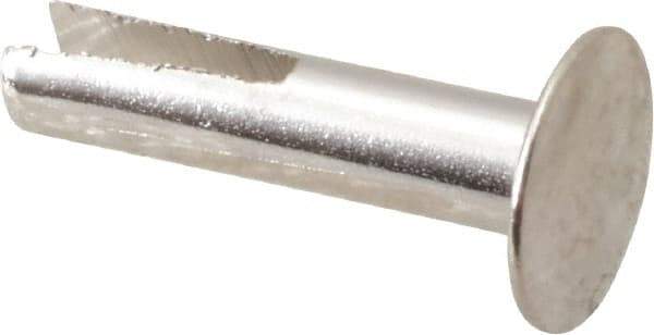 RivetKing - 0.1 to 0.17" Hole Diam, Dome Head, Nickel Plated Steel, Split Rivet - 5/16 Head Diam, 5/8" Length Under Head, 9/64 Body Diam - Exact Tool & Supply