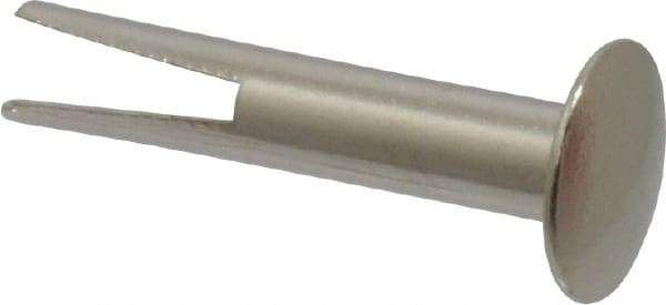 RivetKing - 0.1 to 0.17" Hole Diam, Dome Head, Nickel Plated Steel, Split Rivet - 5/16 Head Diam, 3/4" Length Under Head, 9/64 Body Diam - Exact Tool & Supply