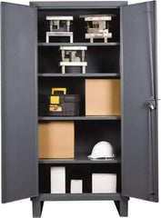 Durham - 4 Shelf Locking Storage Cabinet - Steel, 36" Wide x 24" Deep x 78" High, Gray - Exact Tool & Supply