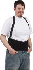 PRO-SAFE - Size S, Hook & Loop, Elastic Nylon Belt with Shoulder Straps - 26 to 36" Waist, 8" Wide, Detachable Strap, Black - Exact Tool & Supply