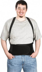 PRO-SAFE - Size M, Hook & Loop, Elastic Nylon Belt with Shoulder Straps - 32 to 38" Waist, 8" Wide, Detachable Strap, Black - Exact Tool & Supply
