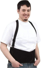 PRO-SAFE - Size L, Hook & Loop, Elastic Nylon Belt with Shoulder Straps - 38 to 47" Waist, 8" Wide, Detachable Strap, Black - Exact Tool & Supply