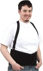 PRO-SAFE - Size XL, Hook & Loop, Elastic Nylon Belt with Shoulder Straps - 47 to 56" Waist, 8" Wide, Detachable Strap, Black - Exact Tool & Supply