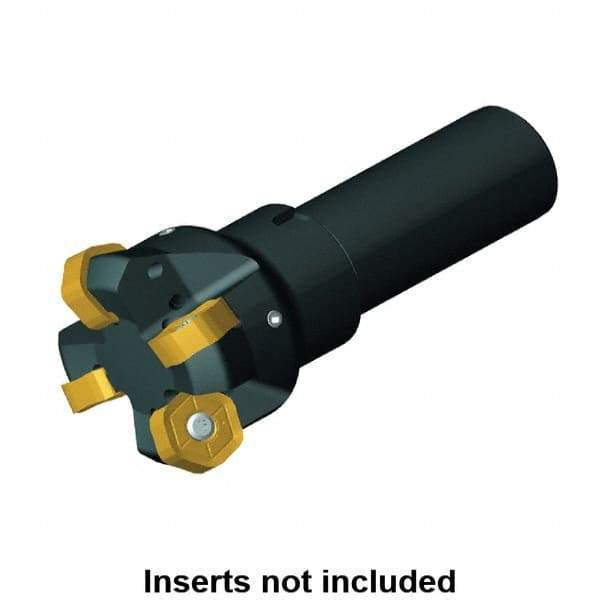 Kennametal - 47° Lead Angle, 51mm Max Cut Diam, 4.5mm Max Depth of Cut, Indexable Chamfer & Angle End Mill - 4 Inserts, HNGJ 53.., HNGJ 0905.. Insert Style, 107mm OAL, Straight Shank - Exact Tool & Supply