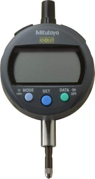 Mitutoyo - 0 to 12.7mm Range, 0.00005" Graduation, Electronic Drop Indicator - Flat Back, Accurate to 0.0001", English & Metric System, LCD Display - Exact Tool & Supply