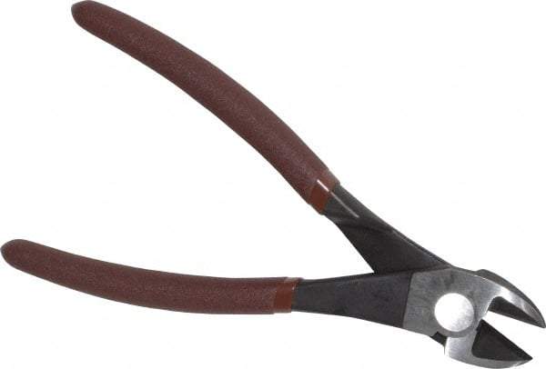 Paramount - 8" OAL, Diagonal Cutter - 13/16" Jaw Length x 1-3/16" Jaw Width, Round/Straight Head, Plastic Dipped Handle - Exact Tool & Supply