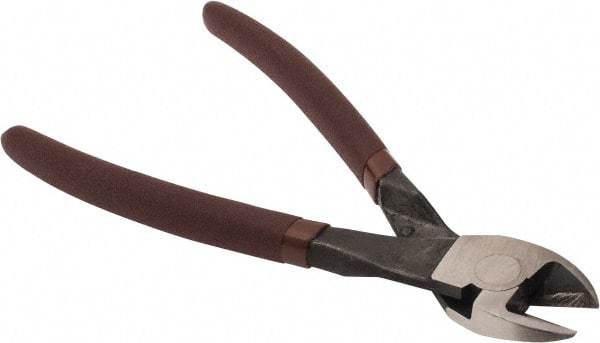 Paramount - 8" OAL, Diagonal Cutter - 13/16" Jaw Length x 1-3/16" Jaw Width, Round/Angled Head, Plastic Dipped Handle - Exact Tool & Supply