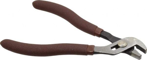 Paramount - 4-3/4" OAL, 1/2" Max Capacity, 3 Position Gooseneck Tongue & Groove Pliers - Serrated Straight Jaws, Standard Head, Plastic Dipped Handles - Exact Tool & Supply