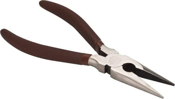 Paramount - 8" OAL, 2-23/64" Jaw Length x 7/8" Jaw Width, Long Nose Side Cutting Pliers - Serrated Jaw, Standard Head, Plastic Dipped Handles - Exact Tool & Supply