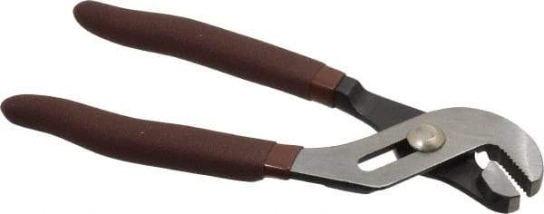 Paramount - 6-1/2" OAL, 7/8" Max Capacity, 7/8" Jaw Length, 3 Position Gooseneck Tongue & Groove Pliers - Serrated Straight Jaws, Standard Head, Plastic Dipped Handles - Exact Tool & Supply